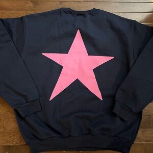 NWT LONELY GHOST LONE STAR CREWNECK NAVY WITH PINK STAR SIZE: LARGE